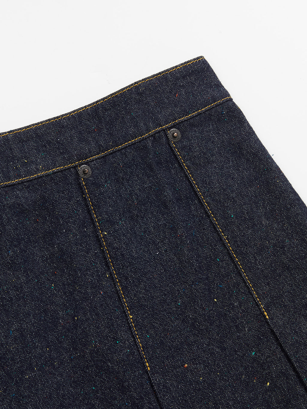 Pleated Polka Dot Denim Skirt