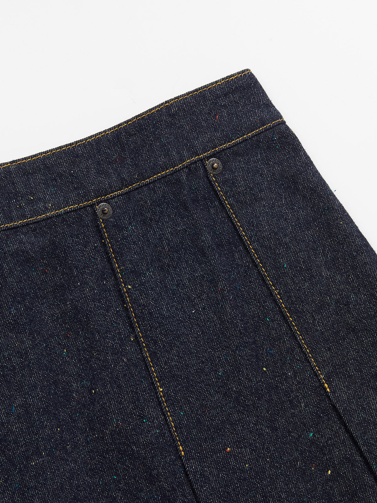 Pleated Polka Dot Denim Skirt