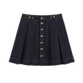 Pleated Polka Dot Denim Skirt
