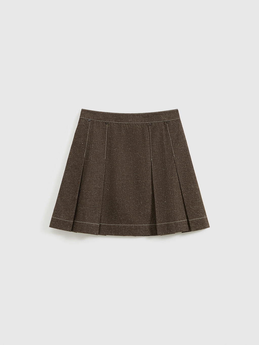 Pleated Polka Dot Denim Skirt