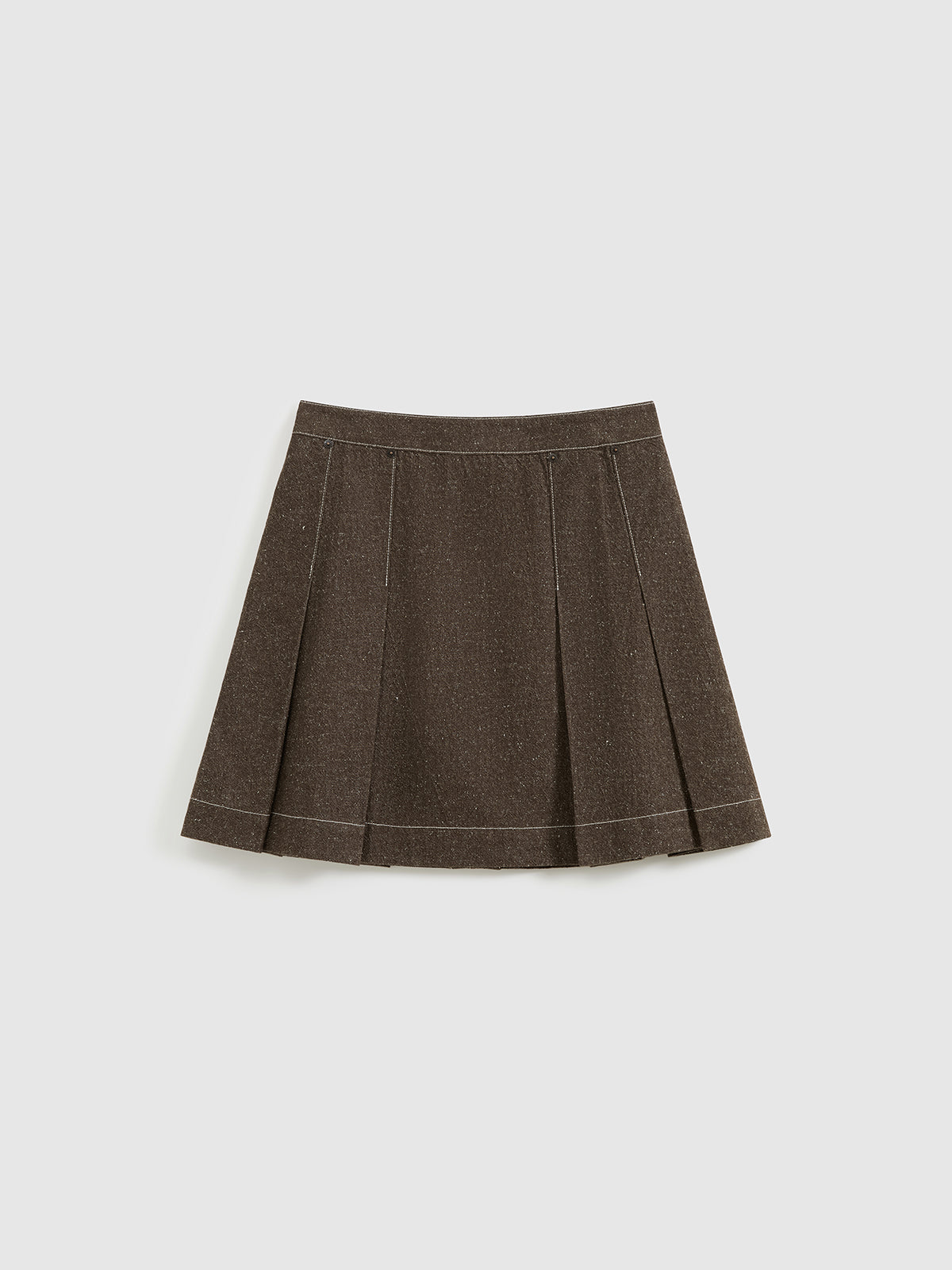 Pleated Polka Dot Denim Skirt