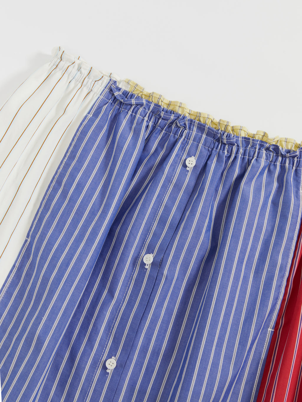 Color-Block Striped Ruffled Pencil Skirt