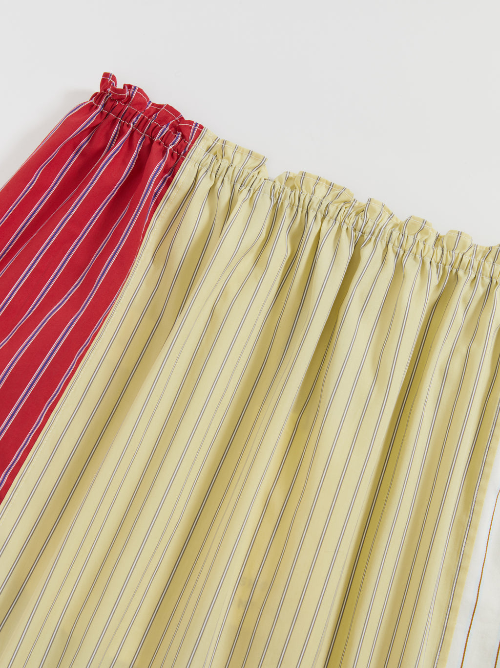 Color-Block Striped Ruffled Pencil Skirt