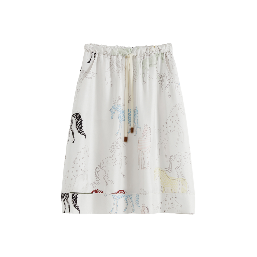 Pony Print Drawstring Skirt