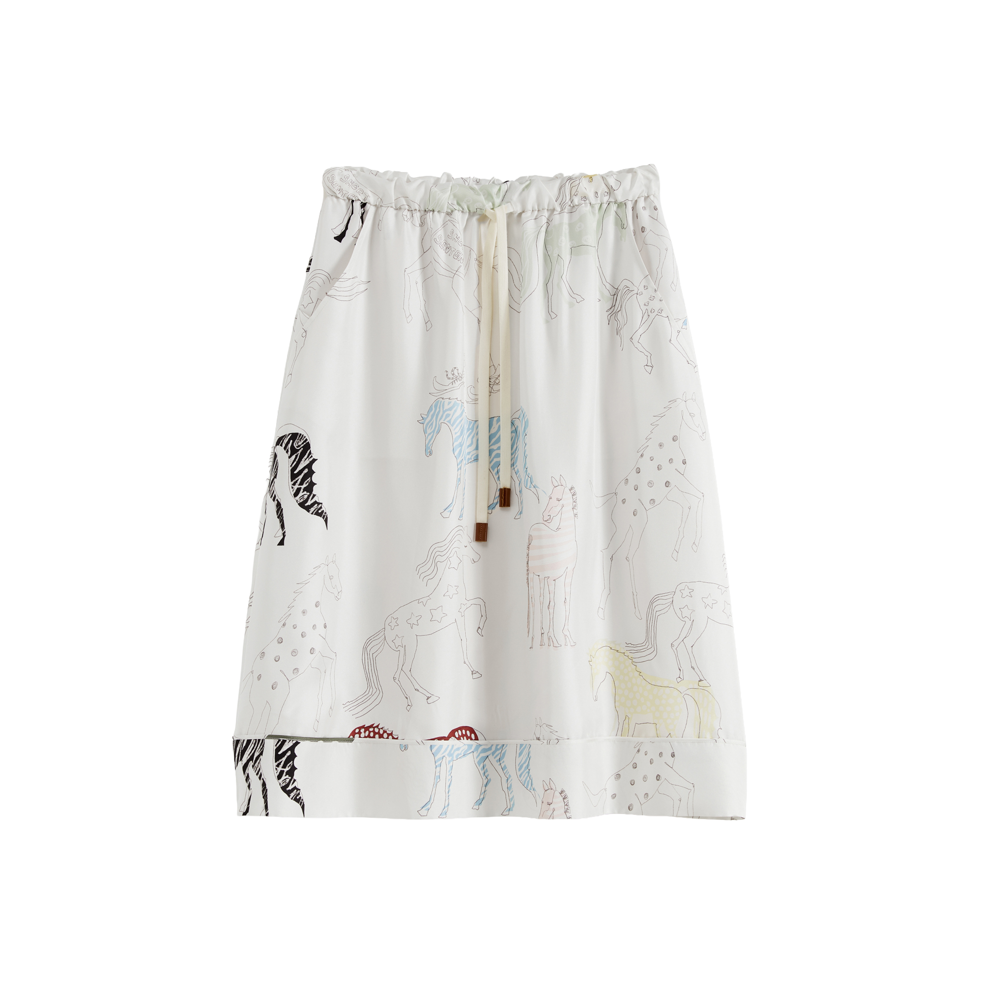 Pony Print Drawstring Skirt