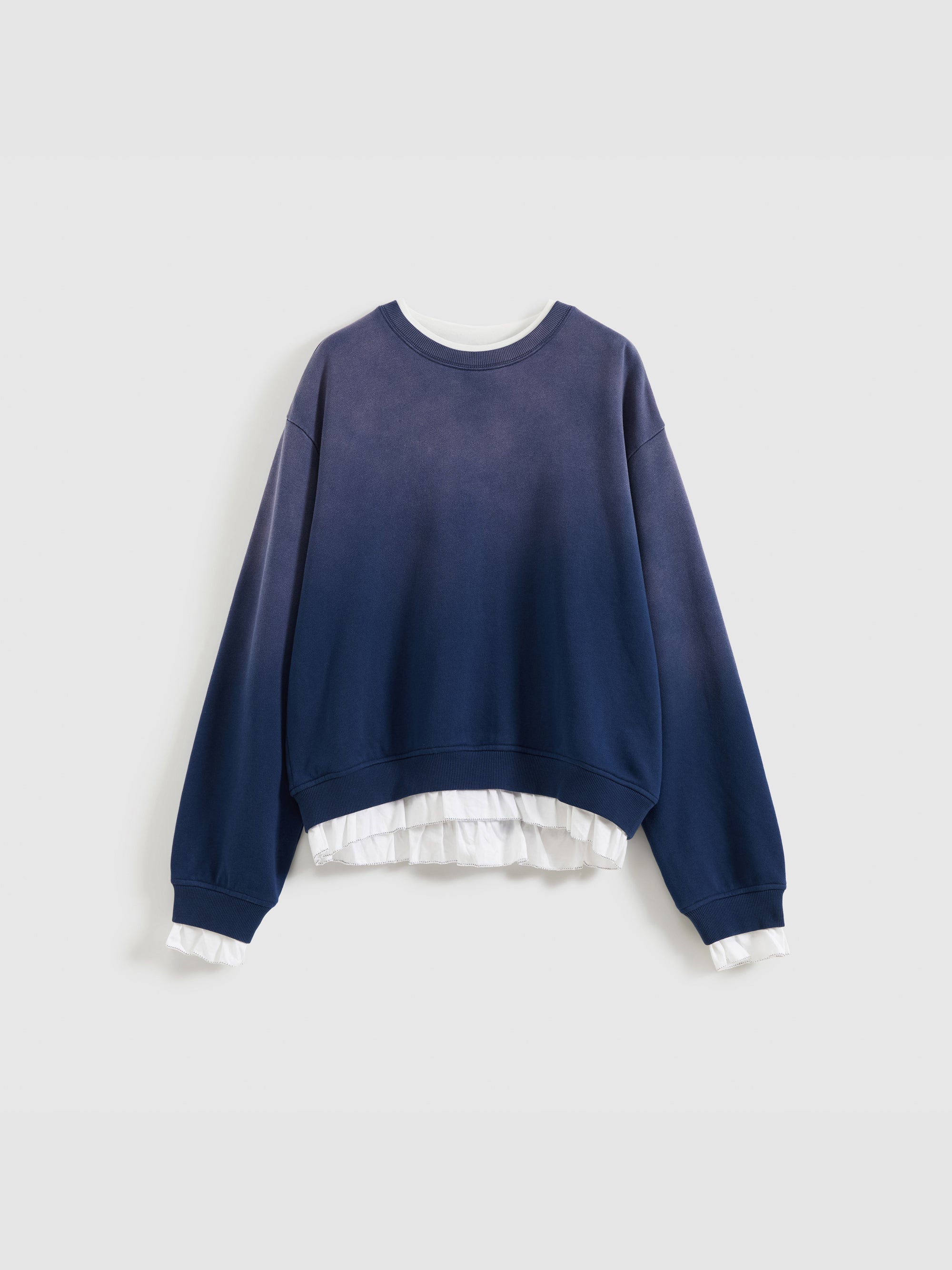Ruffled Patchwork Oversized Sweatshirt