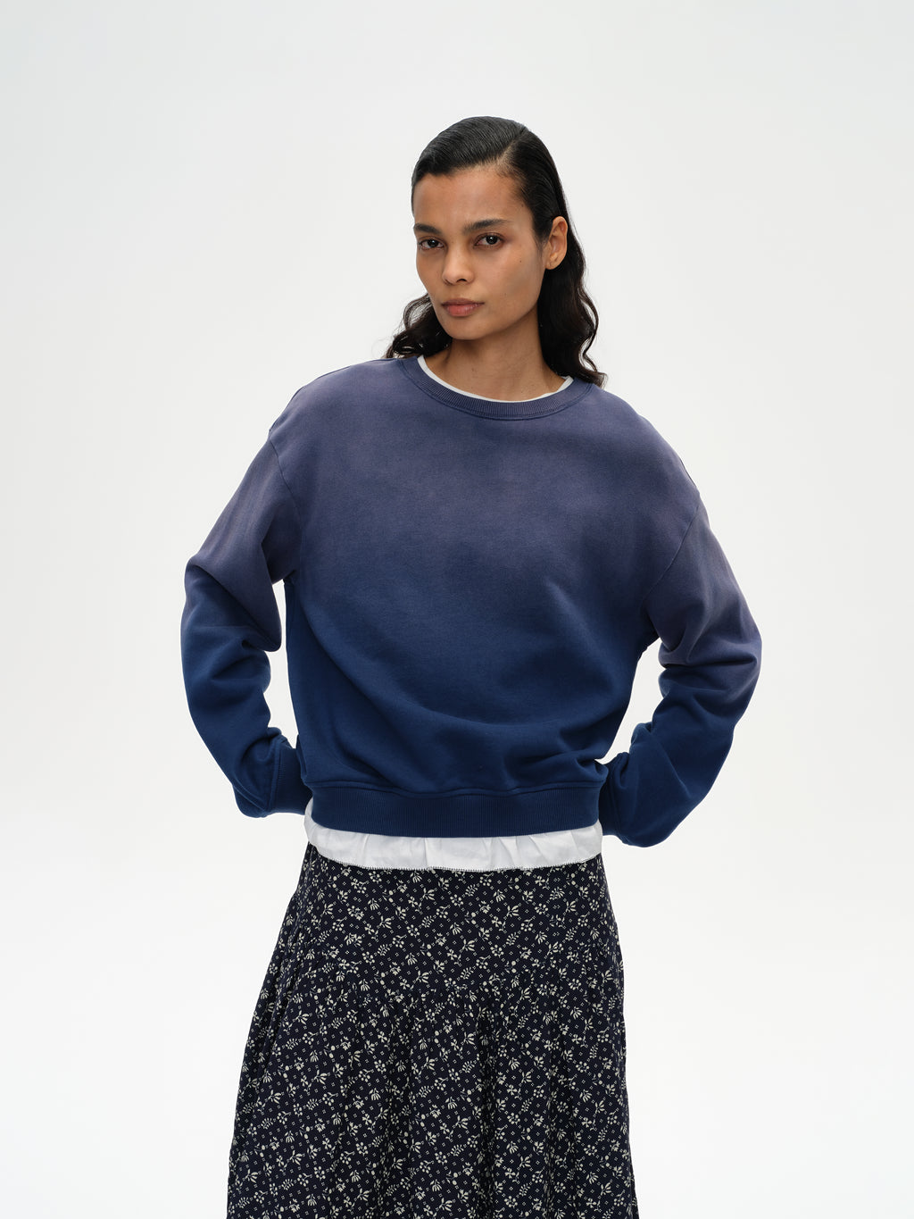Ruffled Patchwork Oversized Sweatshirt