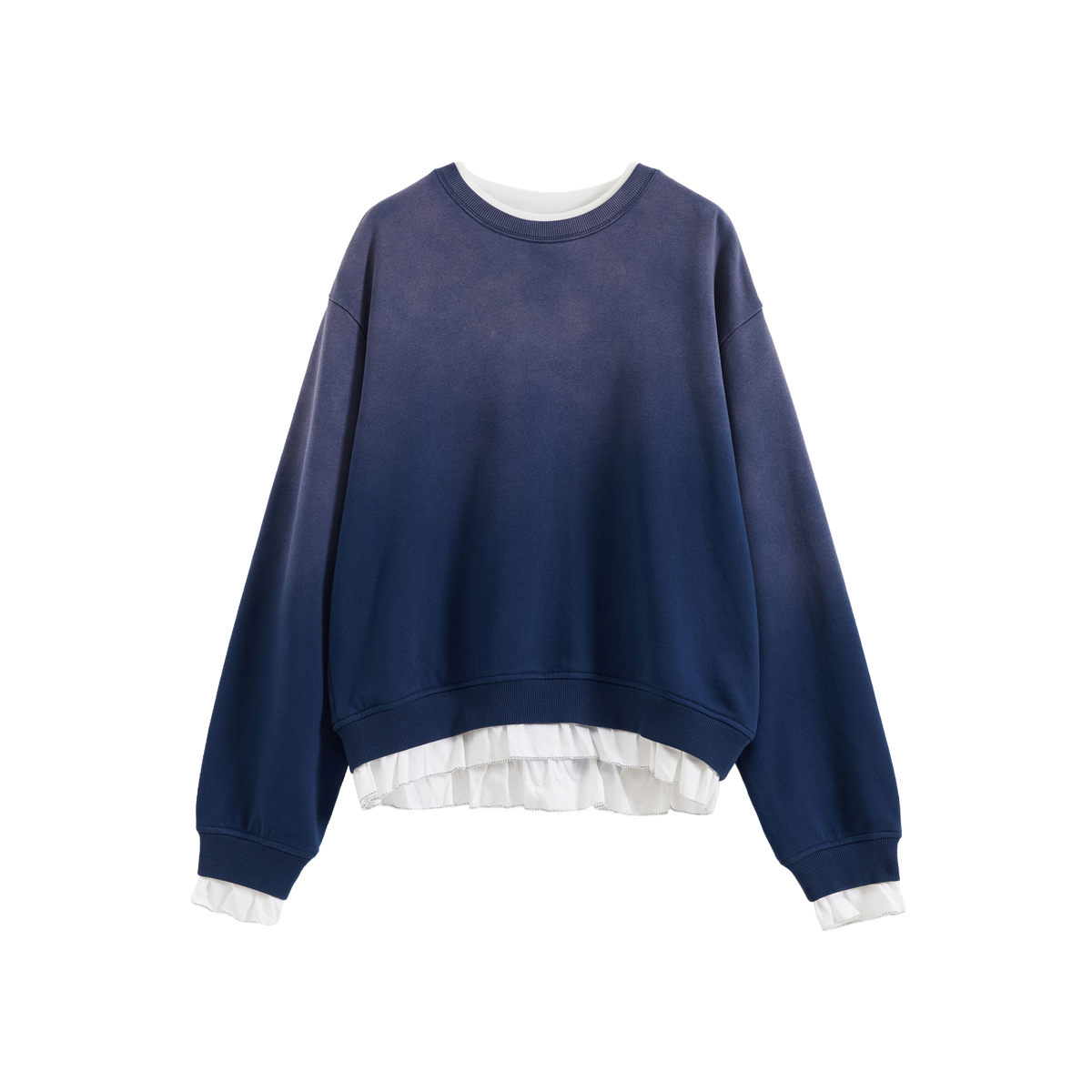 Ruffled Patchwork Oversized Sweatshirt