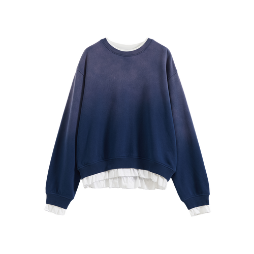 Ruffled Patchwork Oversized Sweatshirt