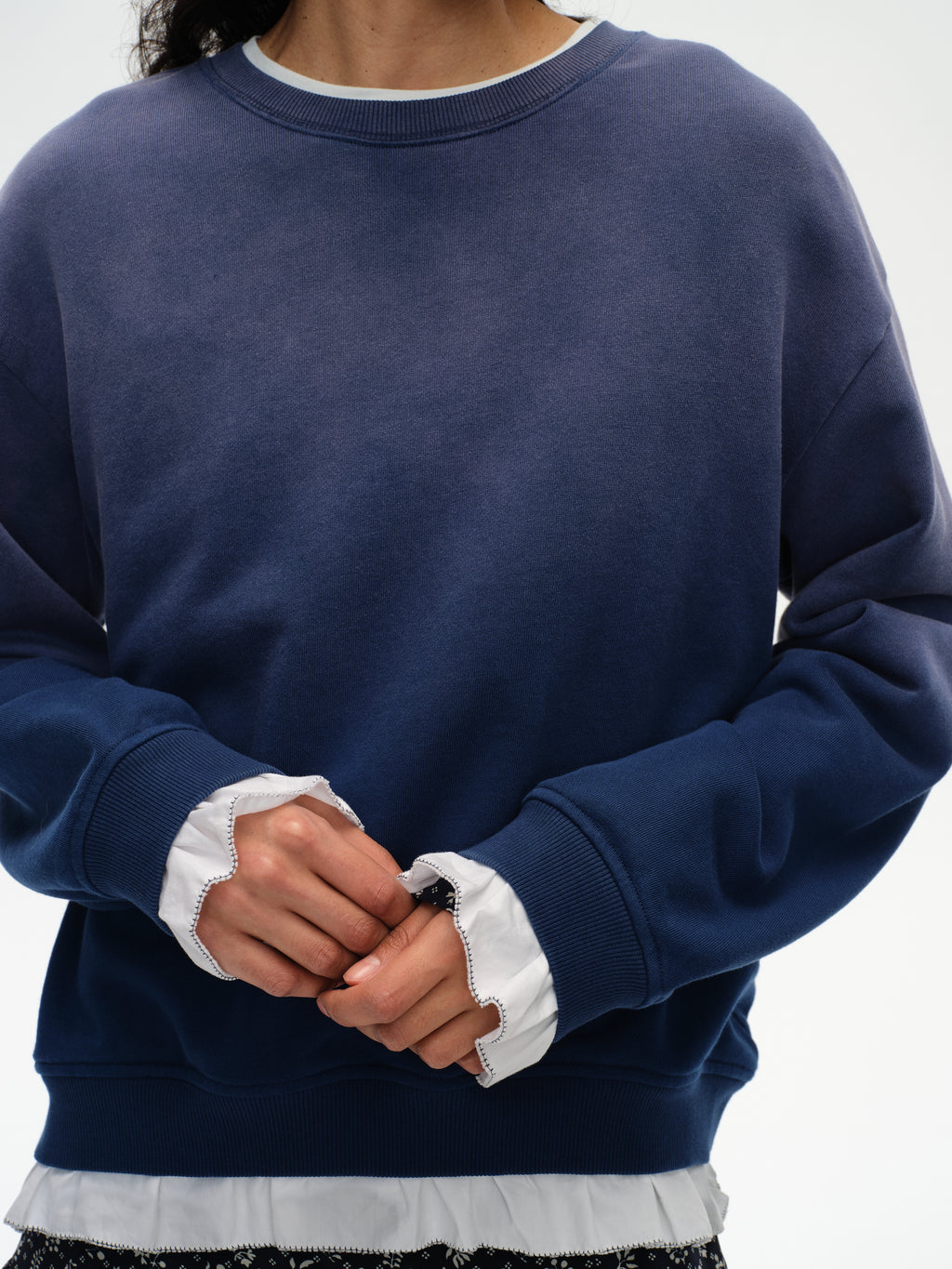 Ruffled Patchwork Oversized Sweatshirt