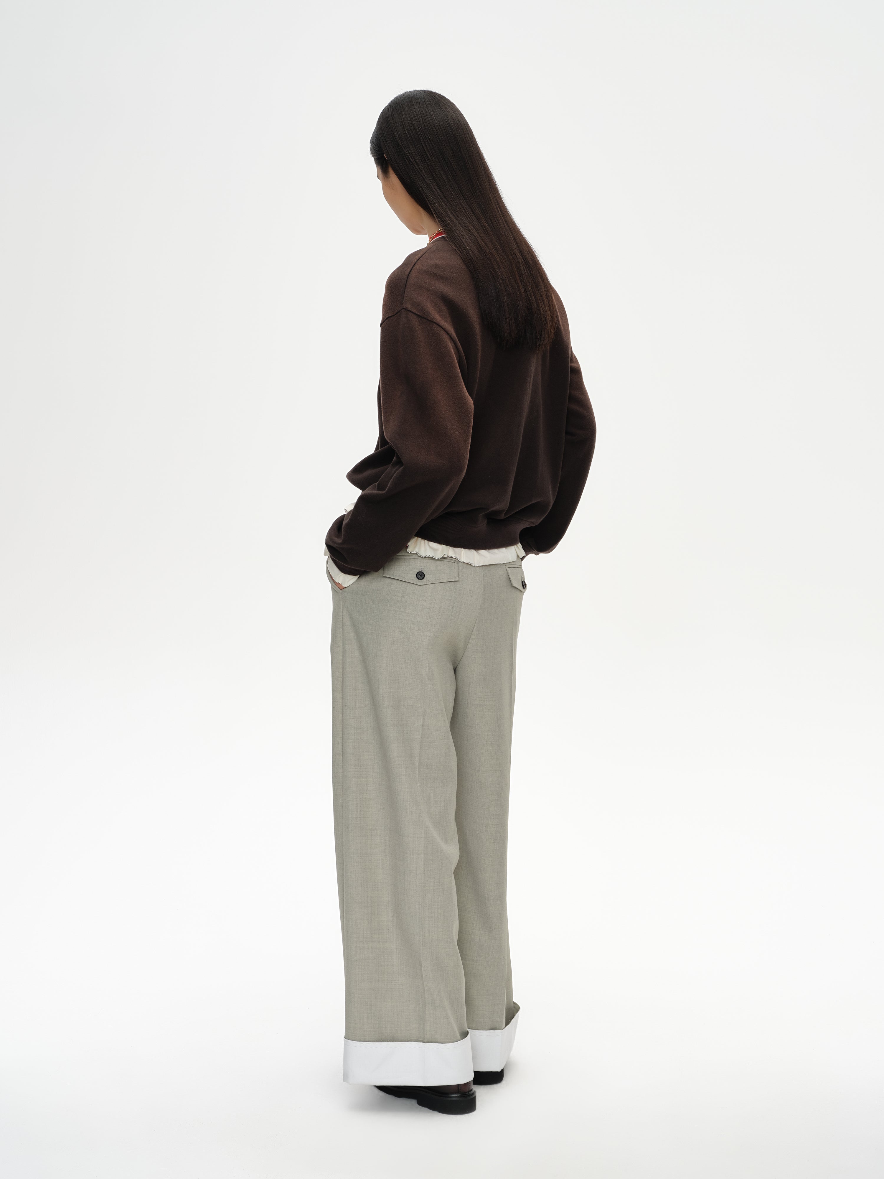 Ruffled Patchwork Oversized Sweatshirt
