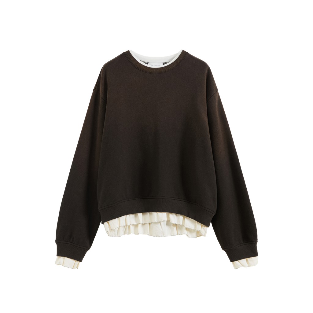 Ruffled Patchwork Oversized Sweatshirt