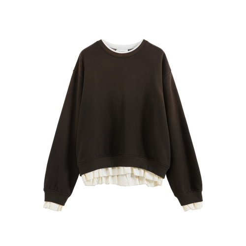 Ruffled Patchwork Oversized Sweatshirt