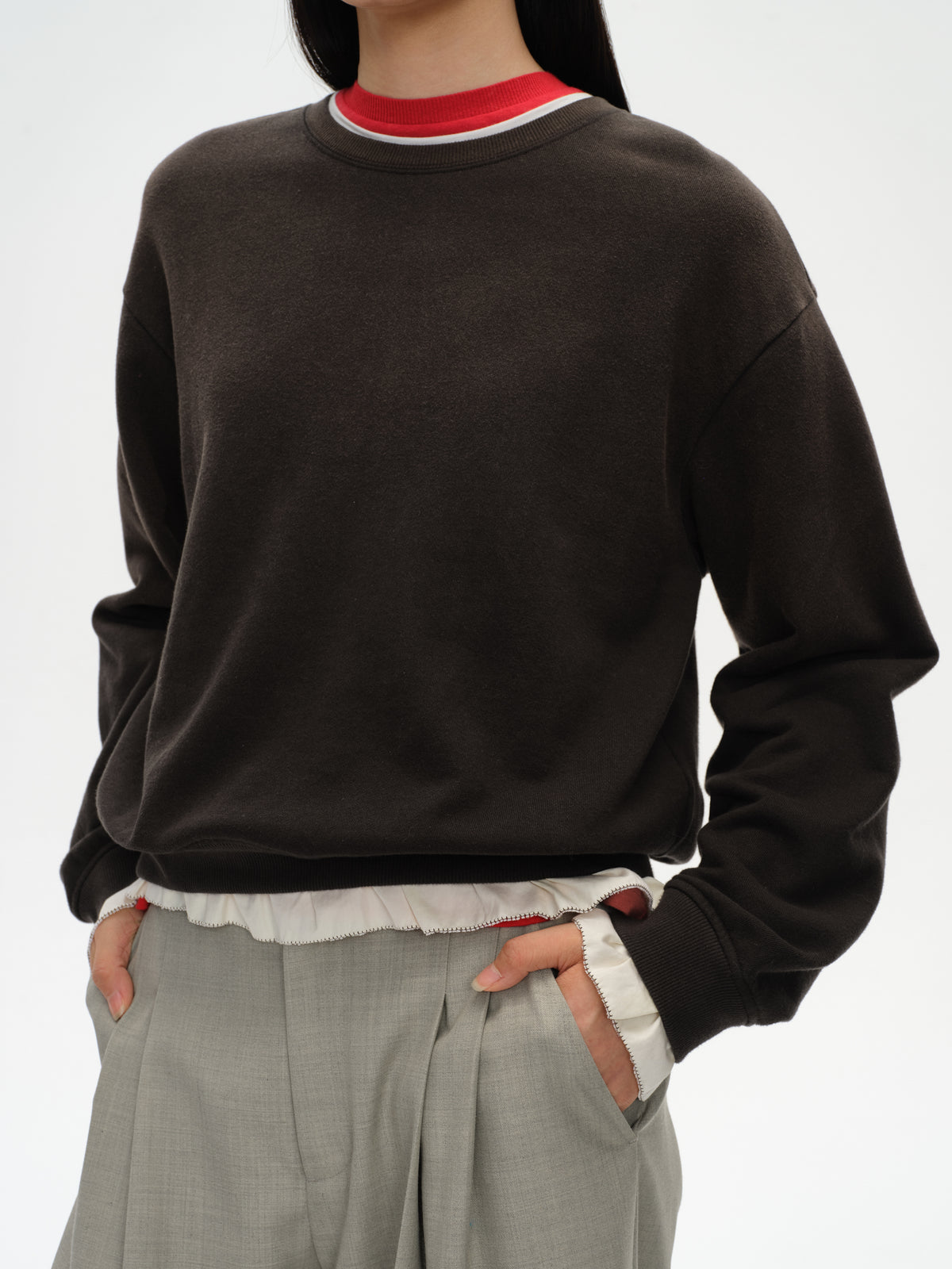 Ruffled Patchwork Oversized Sweatshirt