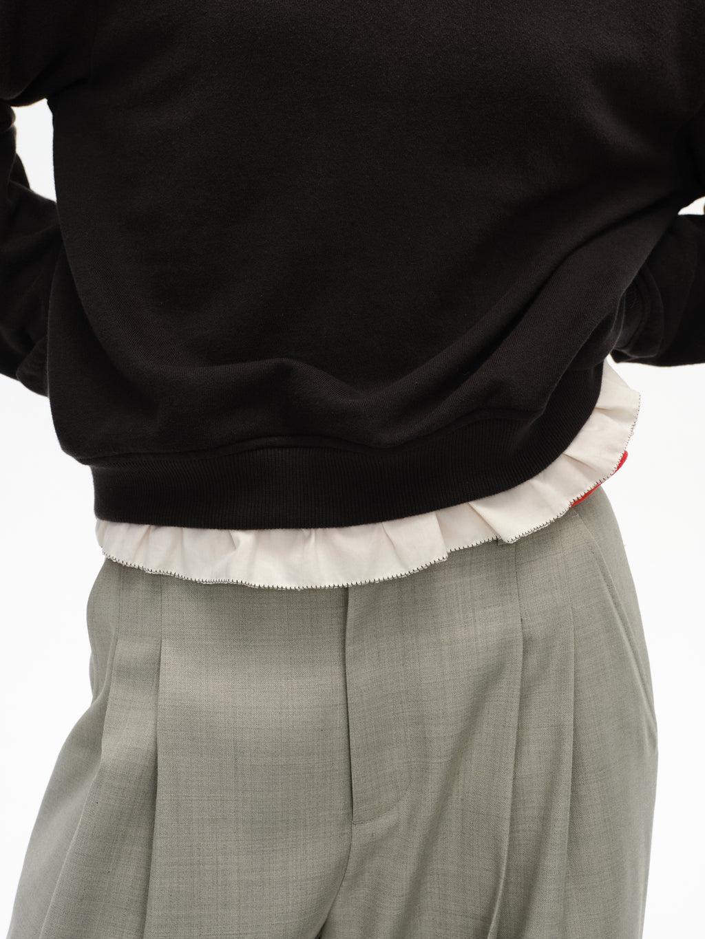 Ruffled Patchwork Oversized Sweatshirt