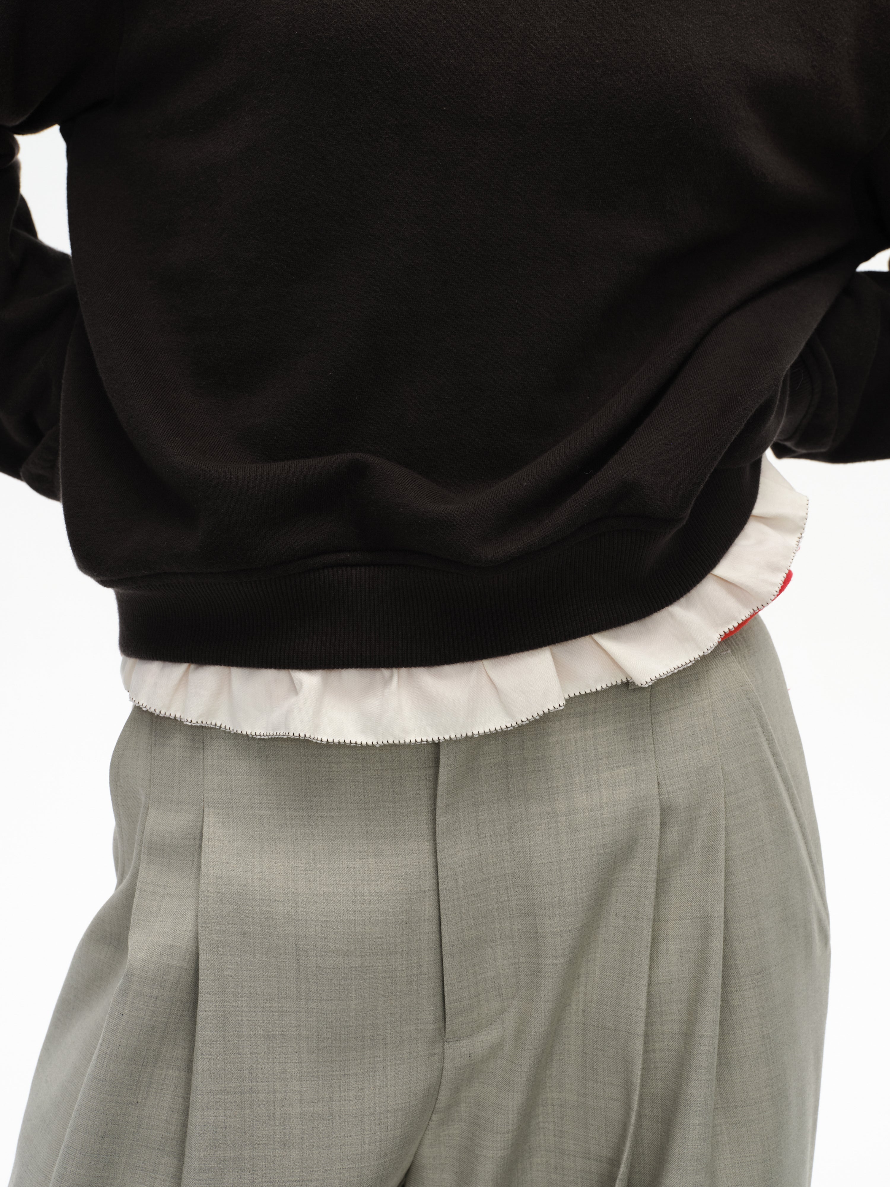 Ruffled Patchwork Oversized Sweatshirt
