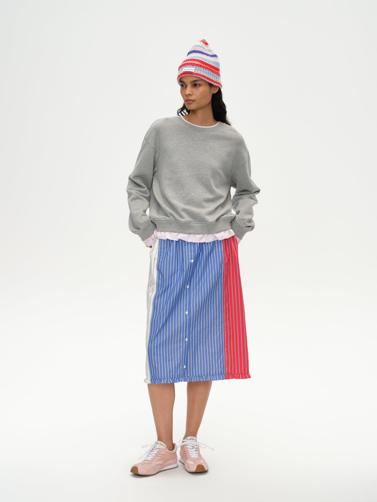 Ruffled Patchwork Oversized Sweatshirt