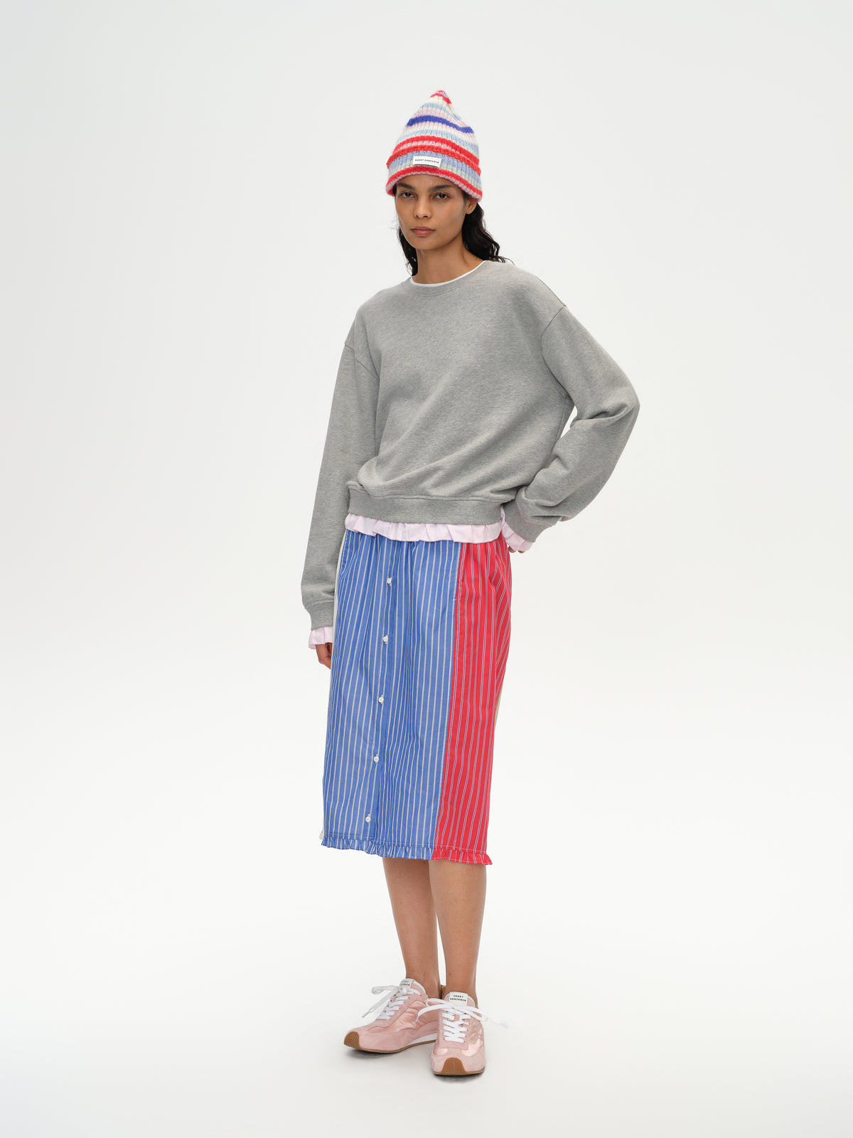Ruffled Patchwork Oversized Sweatshirt
