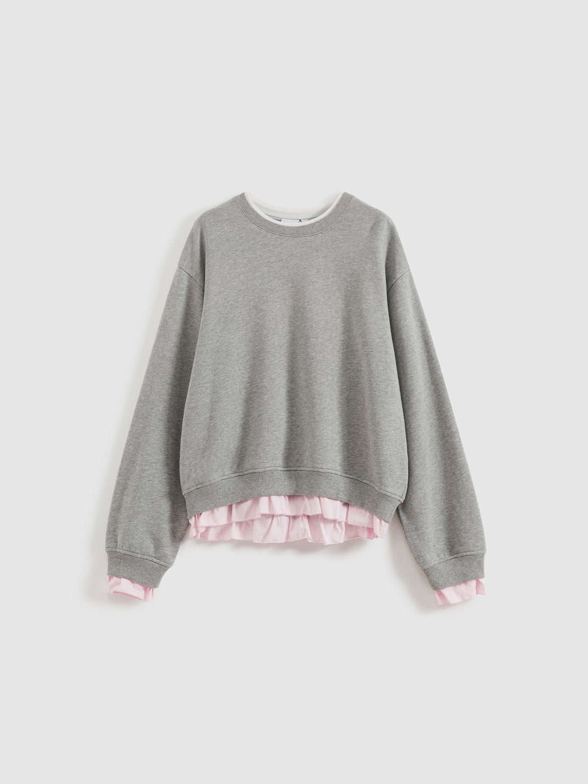 Ruffled Patchwork Oversized Sweatshirt