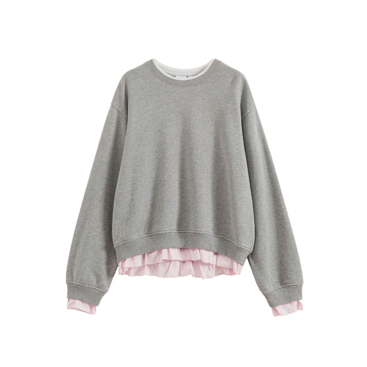 Ruffled Patchwork Oversized Sweatshirt