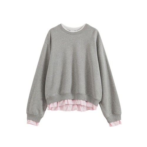 Ruffled Patchwork Oversized Sweatshirt