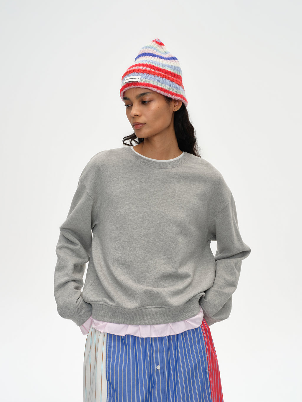 Ruffled Patchwork Oversized Sweatshirt
