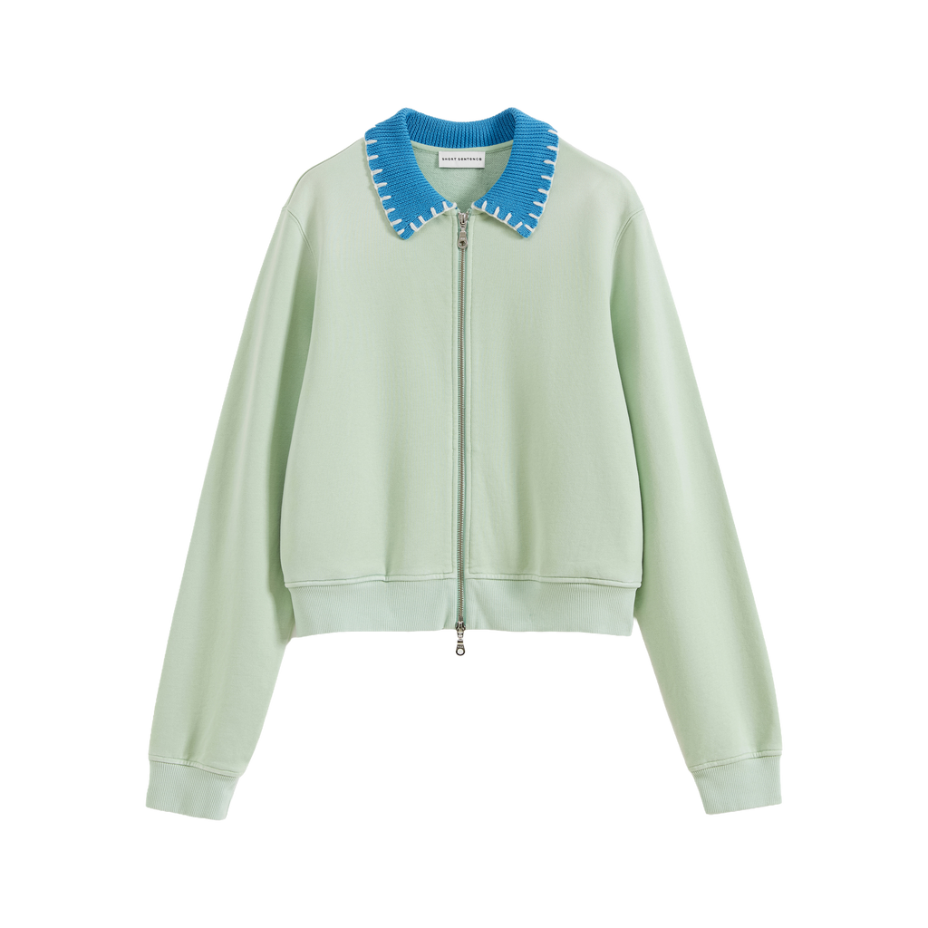 Vintage Washed Knit Collar Sweatshirt