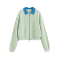 Vintage Washed Knit Collar Sweatshirt