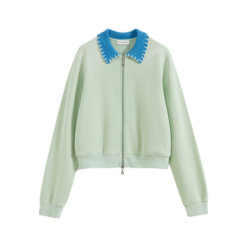 Vintage Washed Knit Collar Sweatshirt