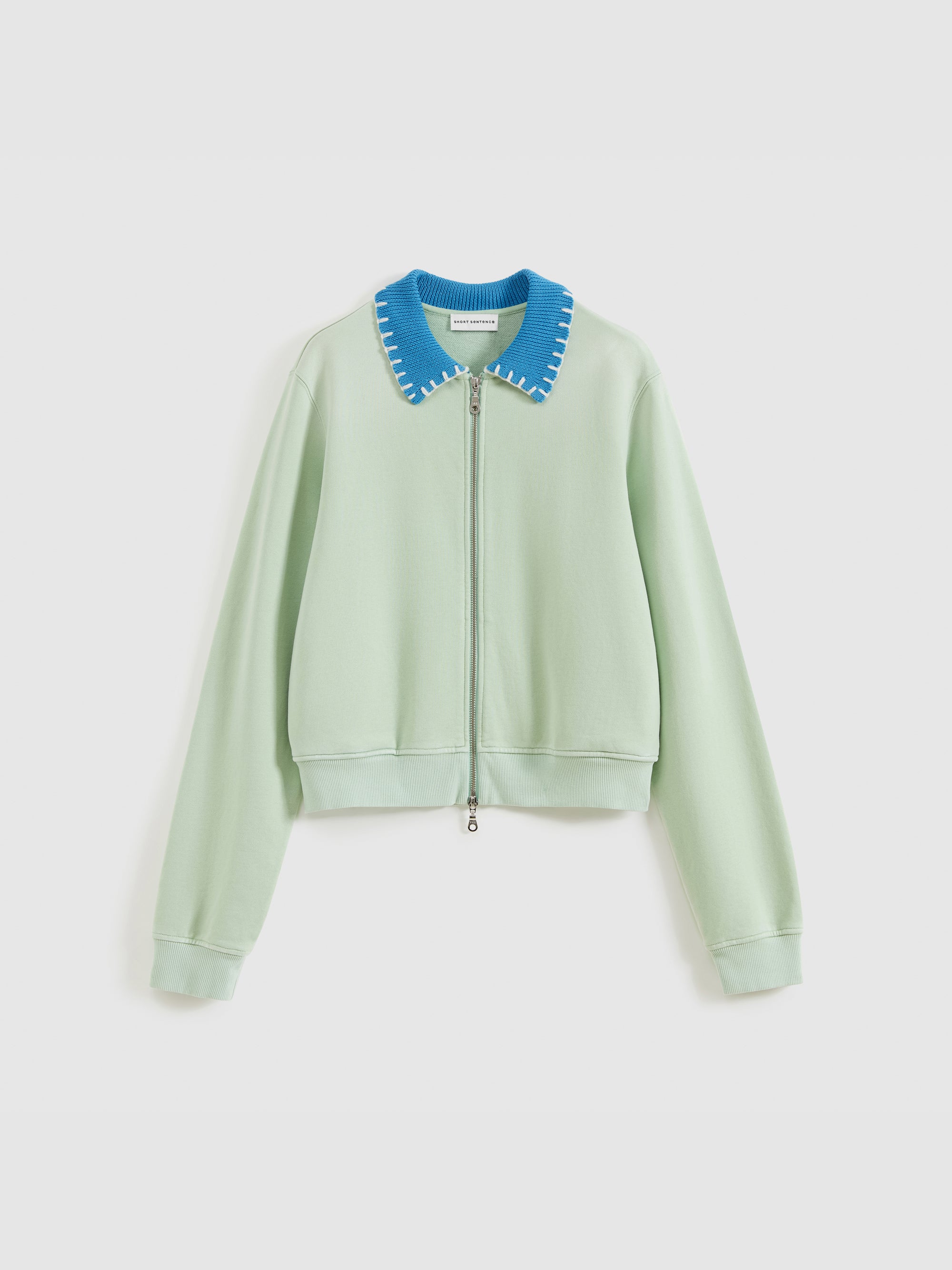 Vintage Washed Knit Collar Sweatshirt