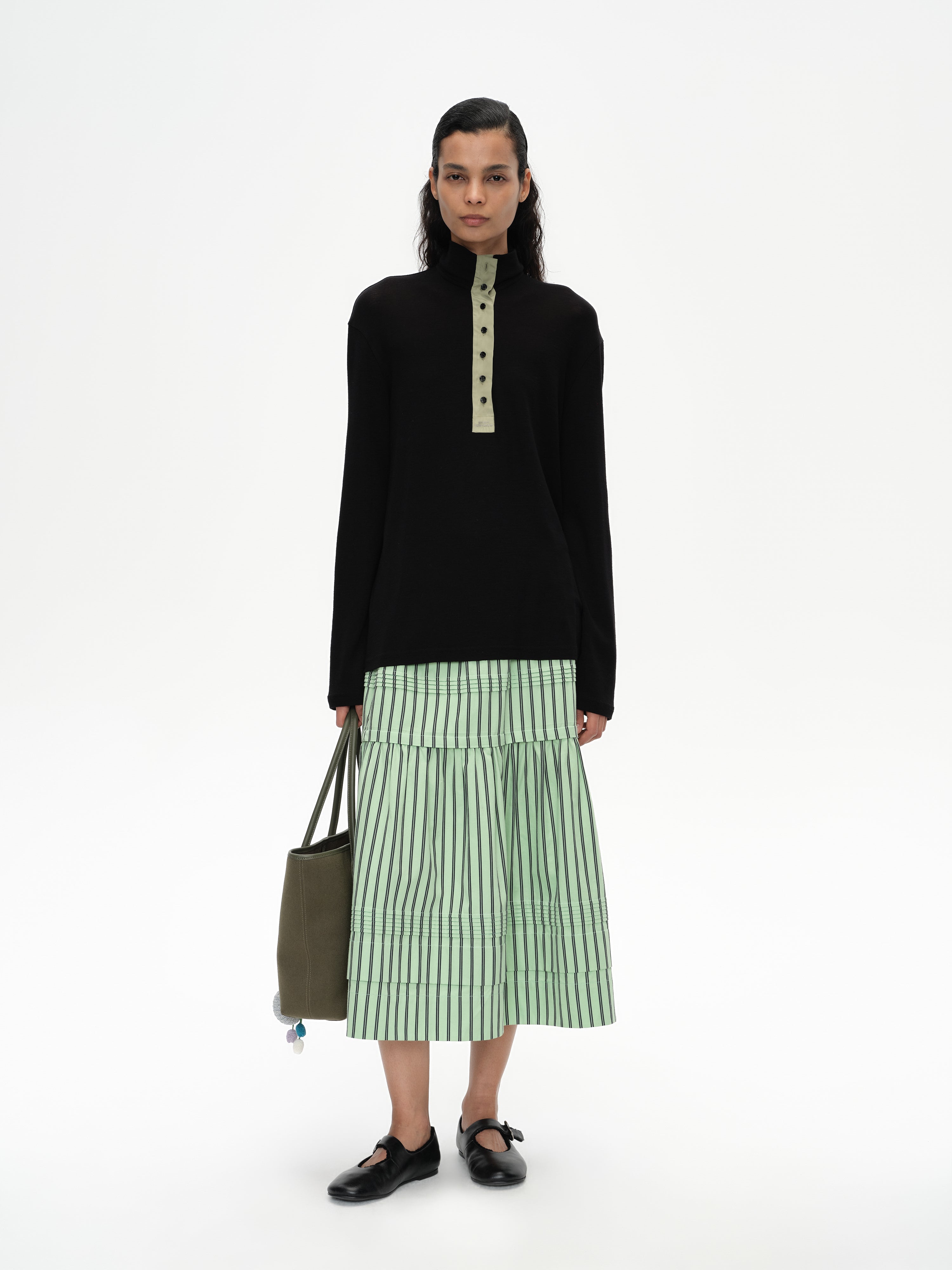 Patchwork Stand Collar Top