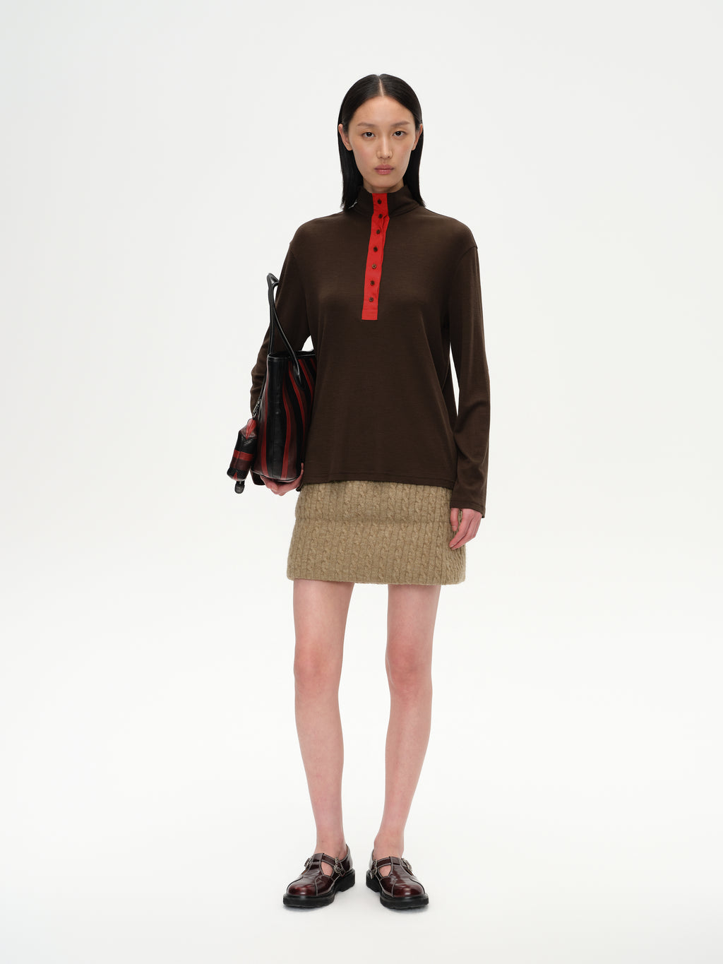 Patchwork Stand Collar Top