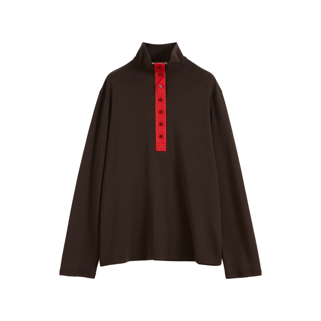Patchwork Stand Collar Top