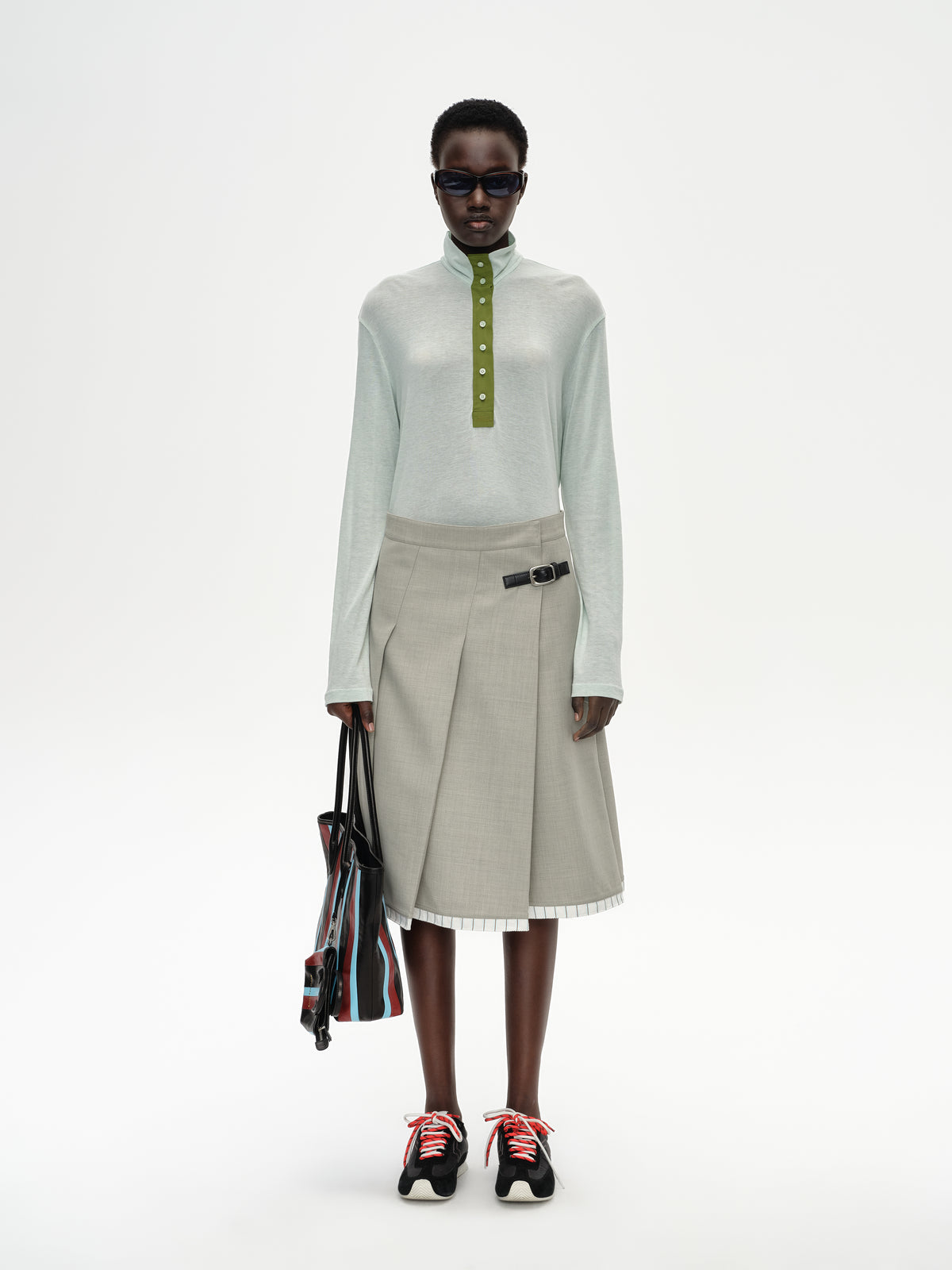 Patchwork Stand Collar Top