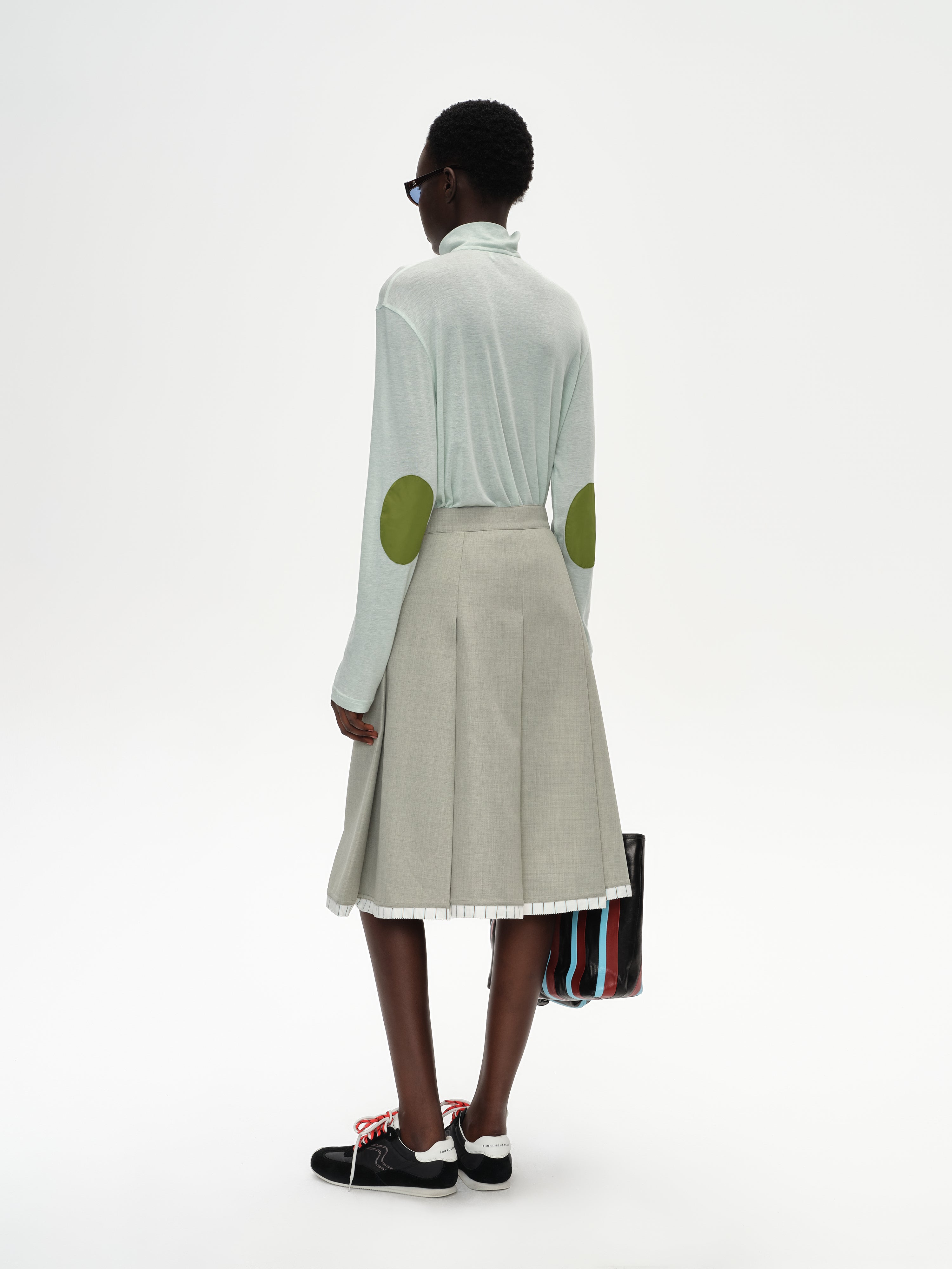 Patchwork Stand Collar Top