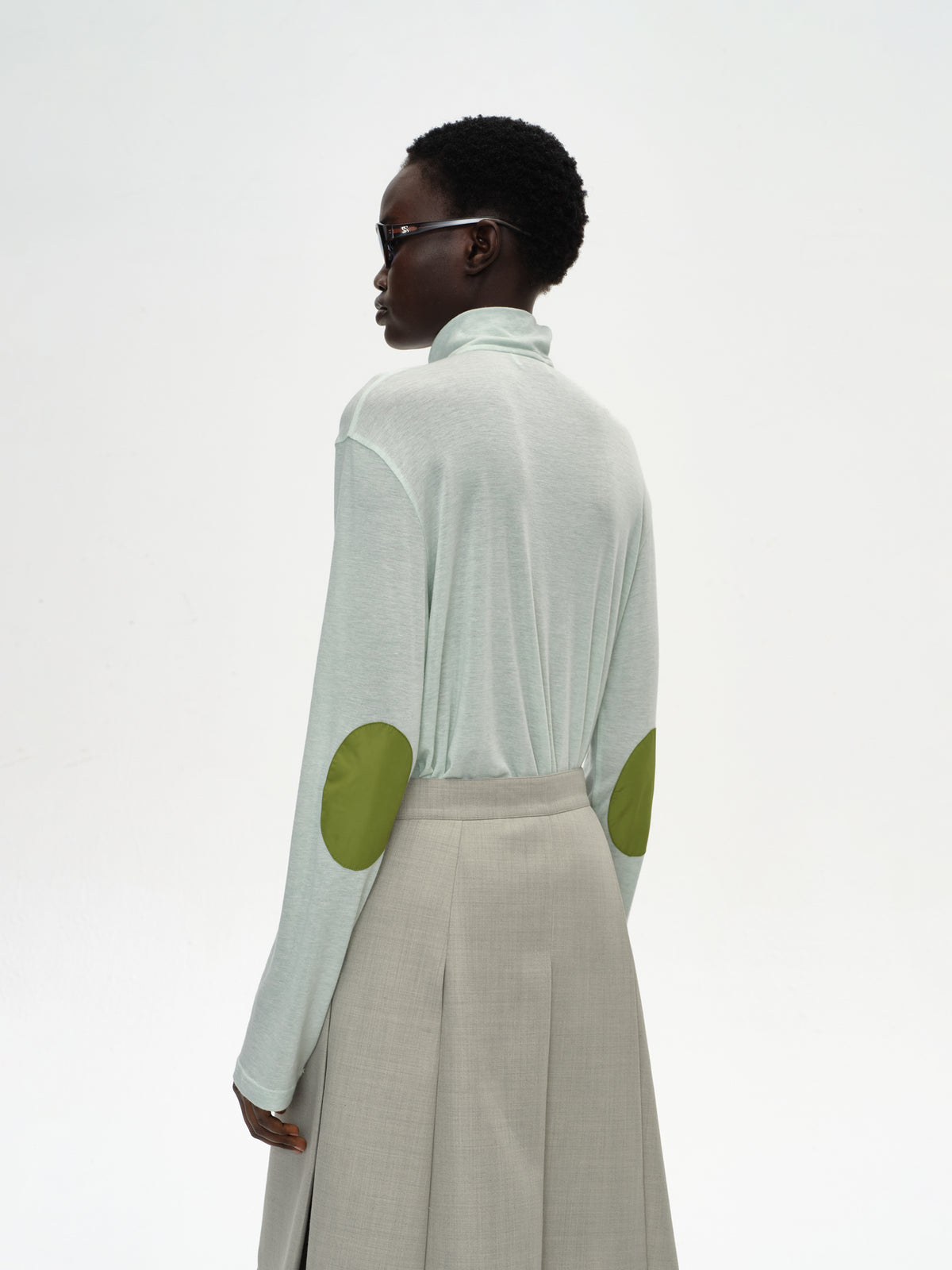 Patchwork Stand Collar Top