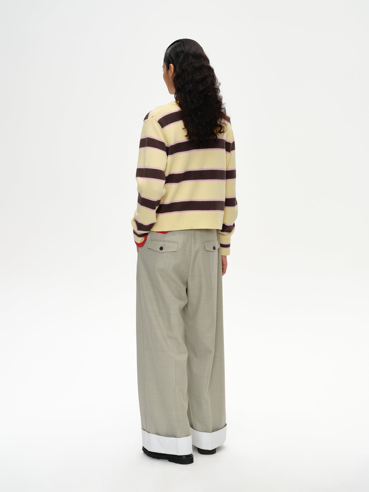Straight Leg Cuffed Trousers