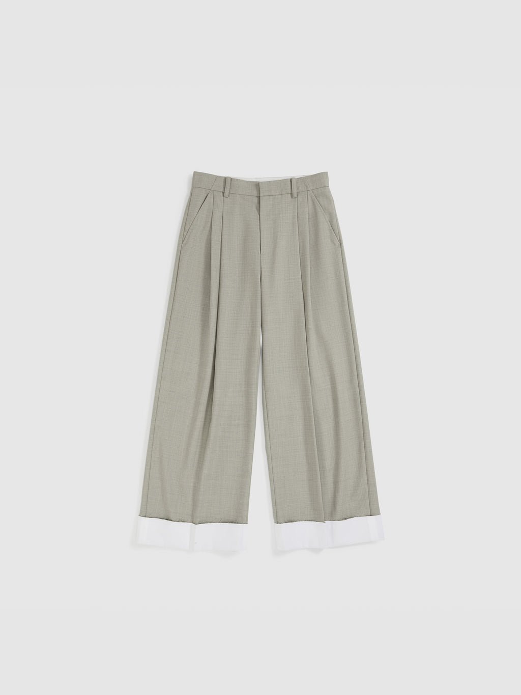 Straight Leg Cuffed Trousers