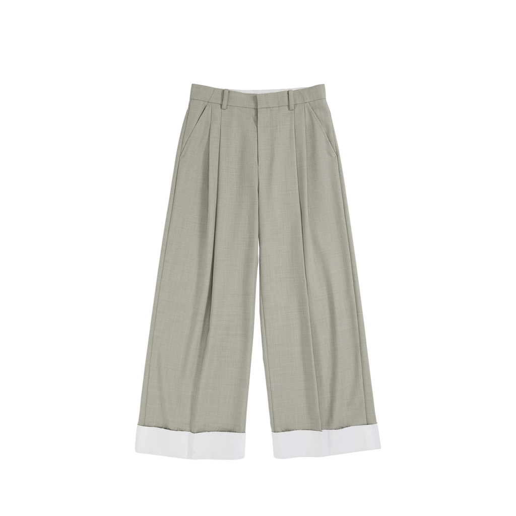 Straight Leg Cuffed Trousers