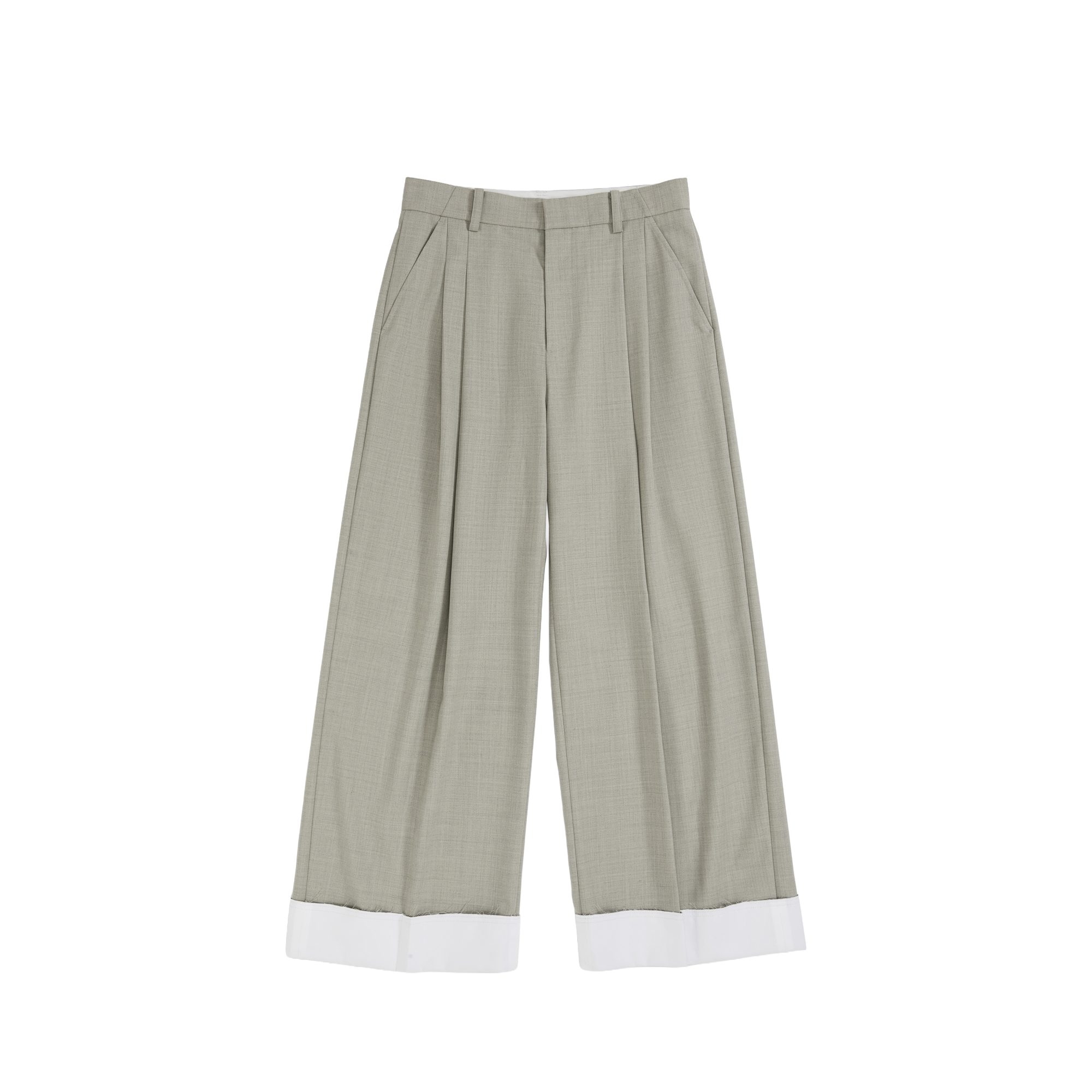 Straight Leg Cuffed Trousers