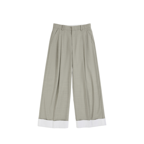 Straight Leg Cuffed Trousers