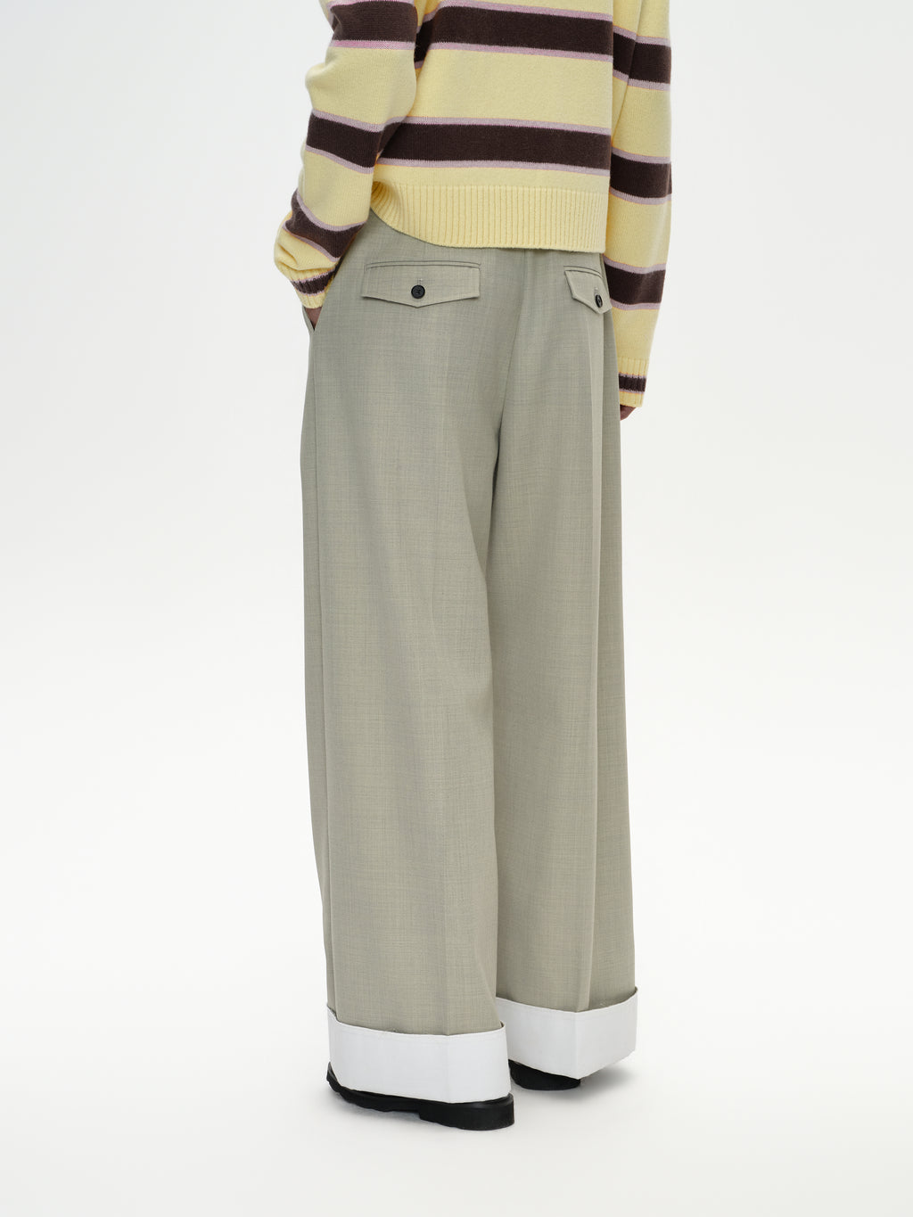 Straight Leg Cuffed Trousers
