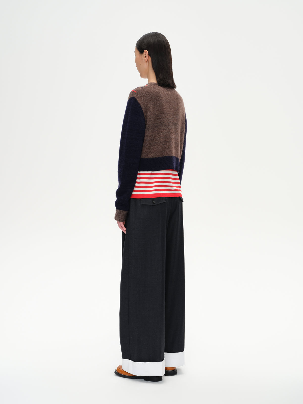 Straight Leg Cuffed Trousers
