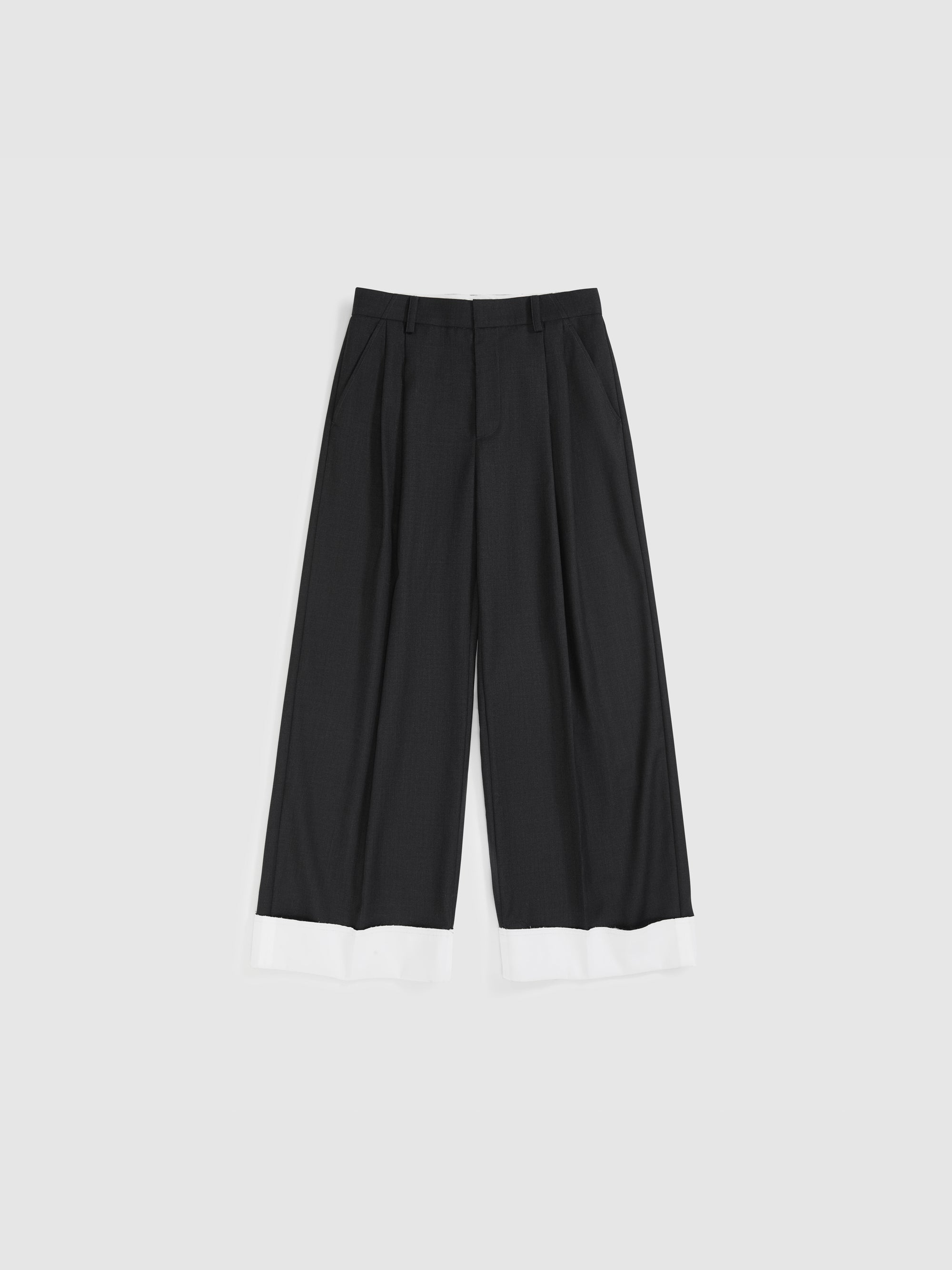 Straight Leg Cuffed Trousers
