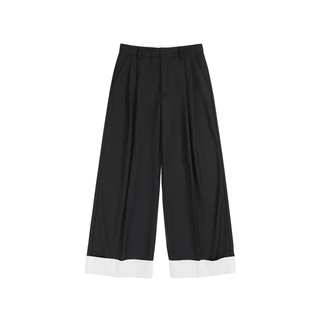 Straight Leg Cuffed Trousers