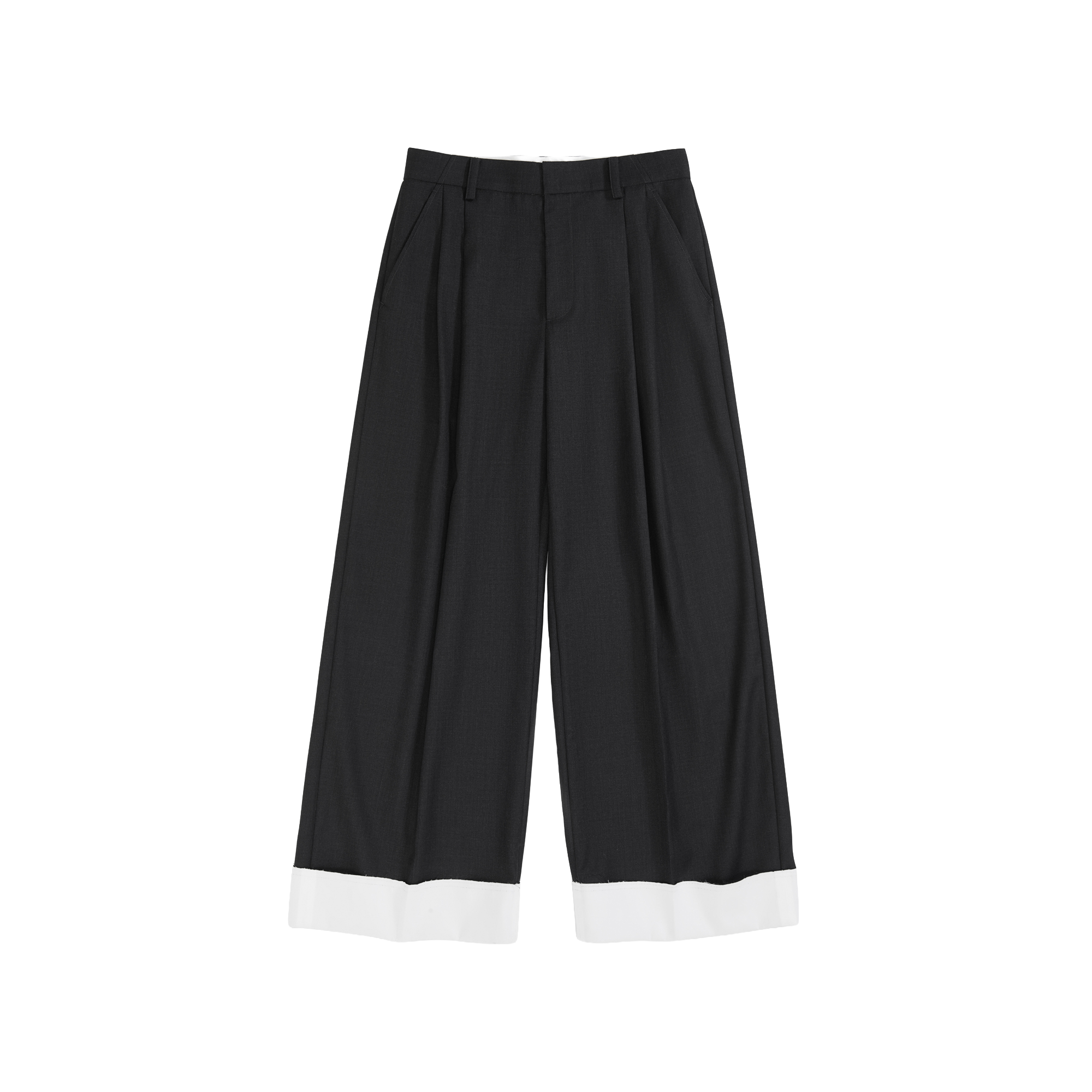 Straight Leg Cuffed Trousers