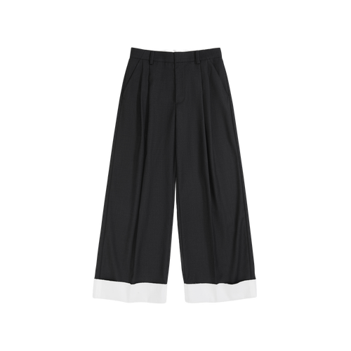 Straight Leg Cuffed Trousers