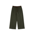 Color Block Waist Cuffed Check Pants