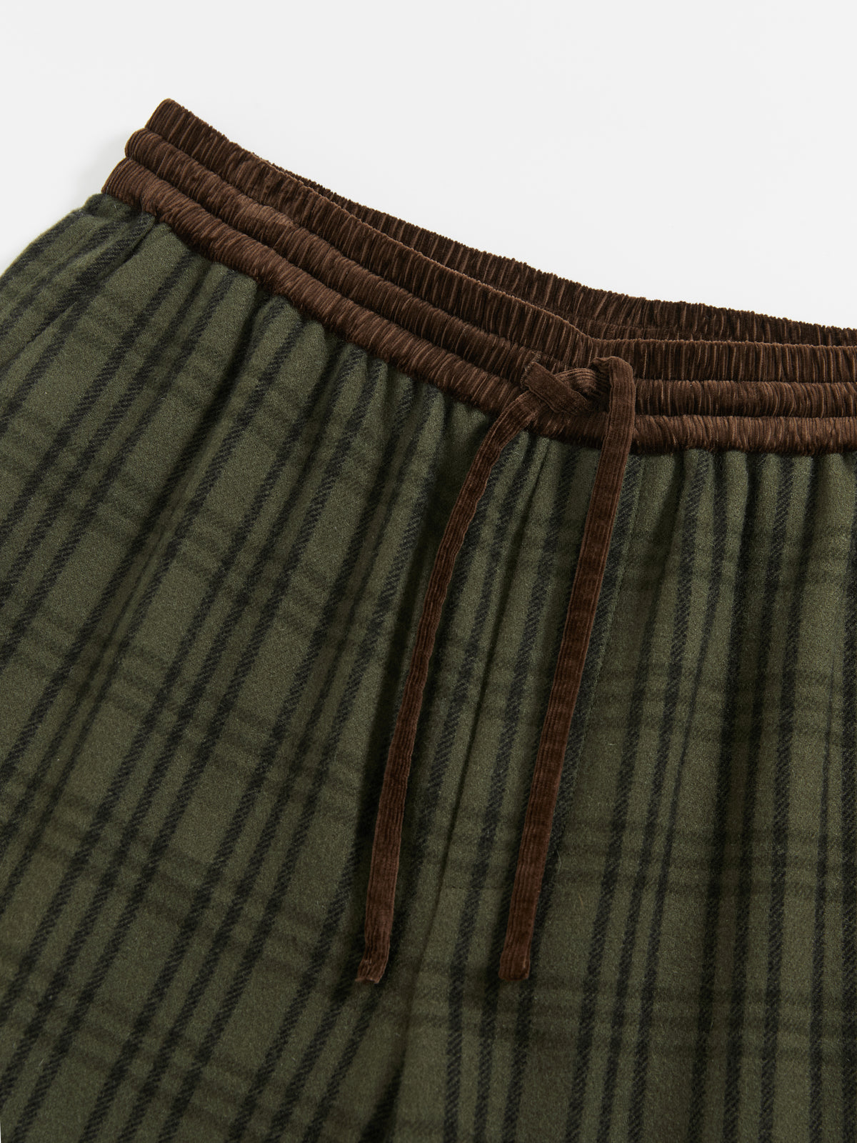 Color Block Waist Cuffed Check Pants