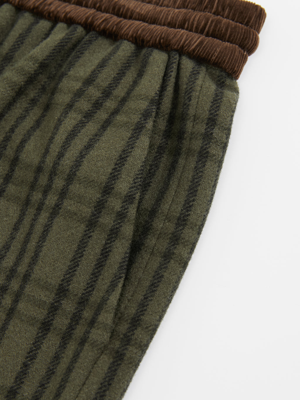 Color Block Waist Cuffed Check Pants